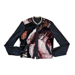 Italian‎ y2k vtg floral button down longsleeve bomber style jacket 40